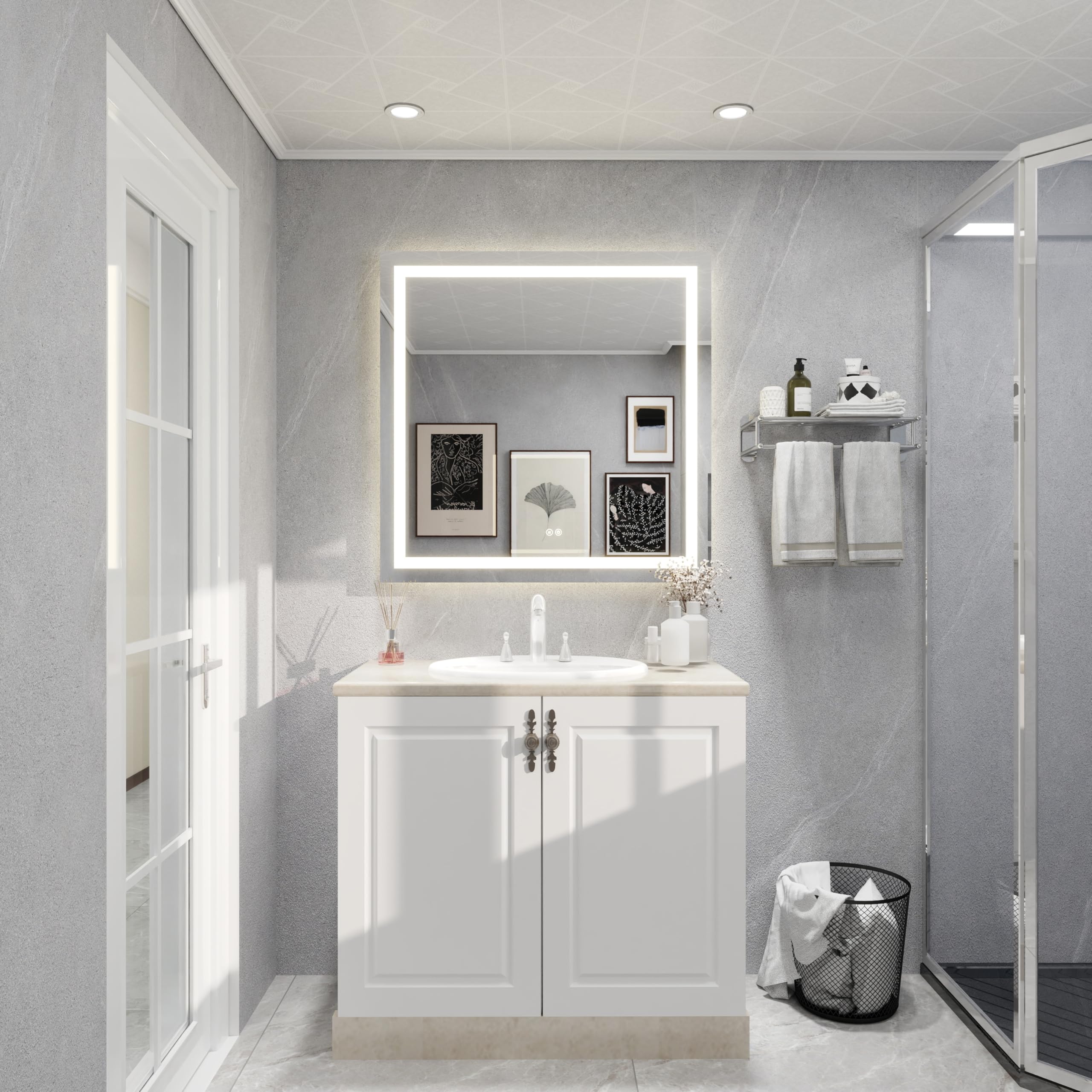 LED Backlit Bathroom Vanity Mirror with Dual Lighting, Anti-Fog, 3-Color Dimmable CRI90+, Memory Function, and Shatter-Proof Glass