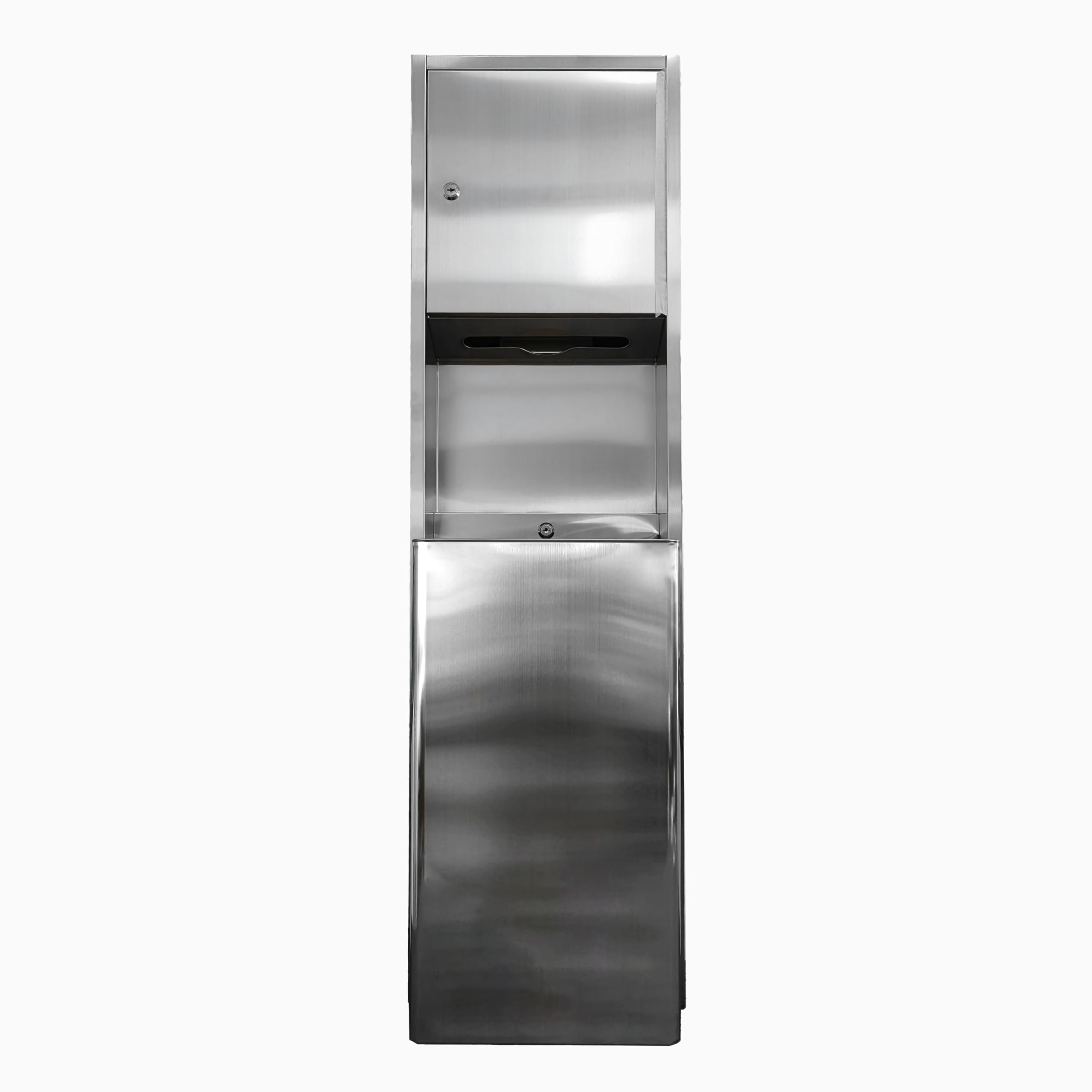 Unikoo Recessed Paper Towel Dispenser with Wall Trash Can, 13.75 x 8.06 x 47.25 Stainless Steel