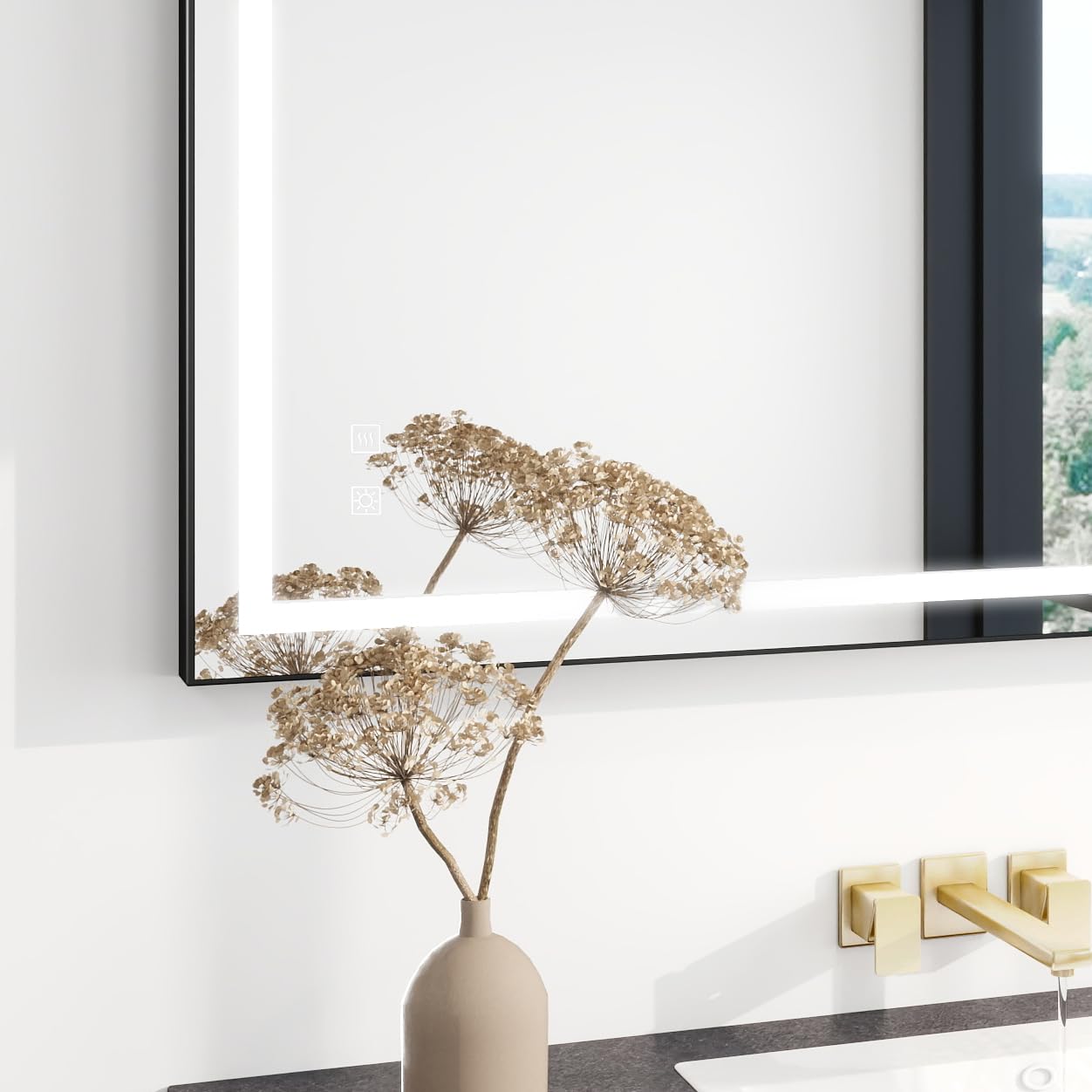 UNIKOO 24 in. W x 32 in. H Rectangular Aluminum Framed LED Light Anti-Fog Bathroom Vanity Mirror