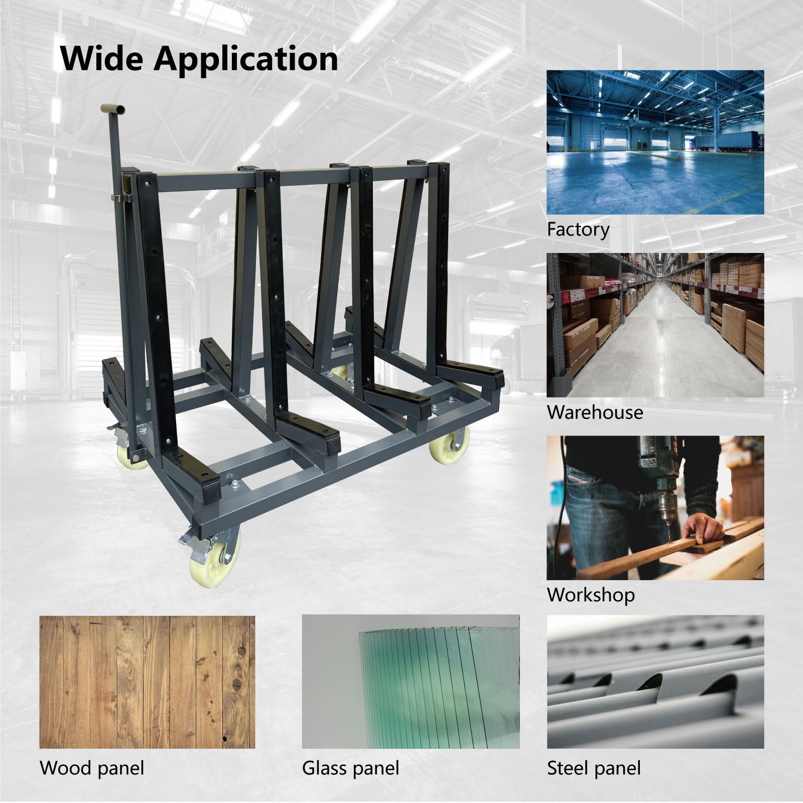 Unikoo Heavy Duty Drywall Cart, Glass Panel Dolly Handling Plywood Sheetrock Glass and Windows Service Cart