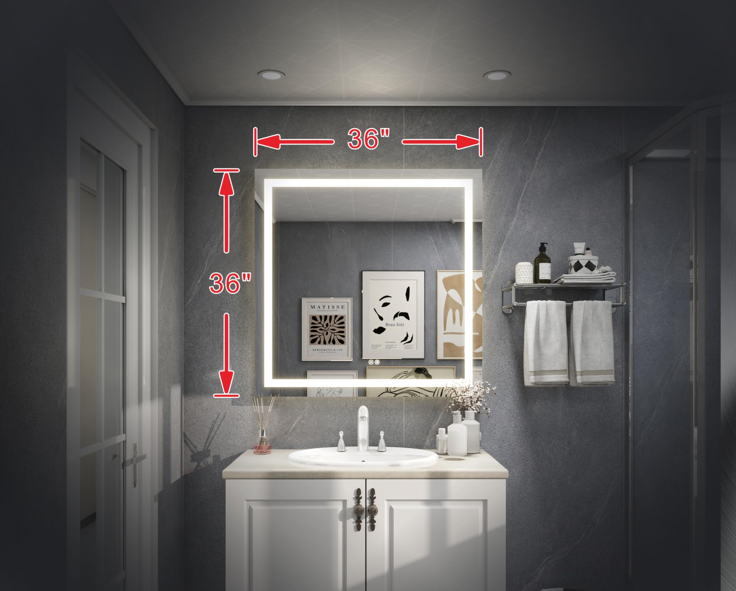 LED Backlit Bathroom Vanity Mirror with Dual Lighting, Anti-Fog, 3-Color Dimmable CRI90+, Memory Function, and Shatter-Proof Glass