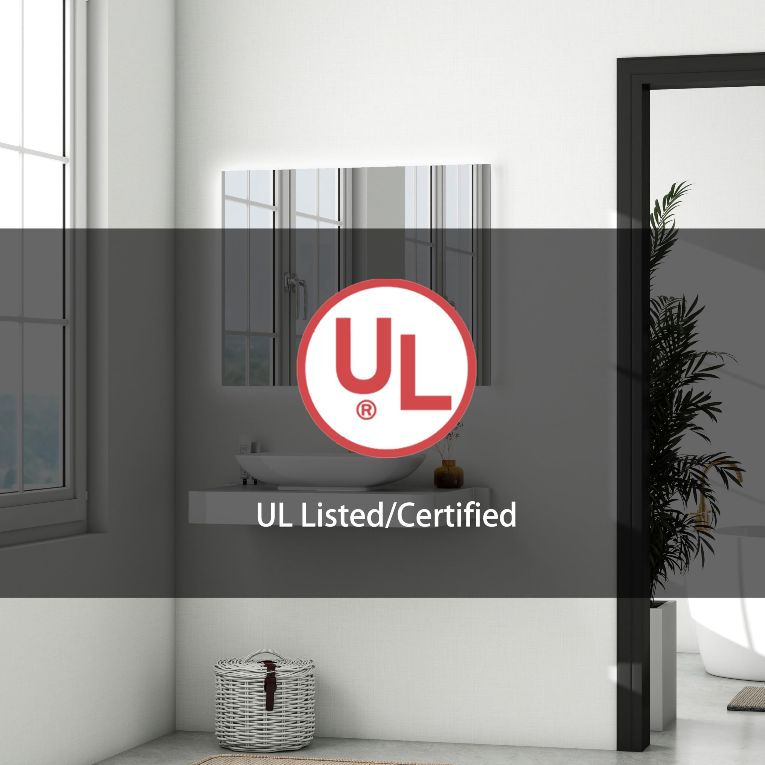 LED Backlit Bathroom Vanity Mirror with Dual Lighting, Anti-Fog, 3-Color Dimmable CRI90+, Memory Function, and Shatter-Proof Glass