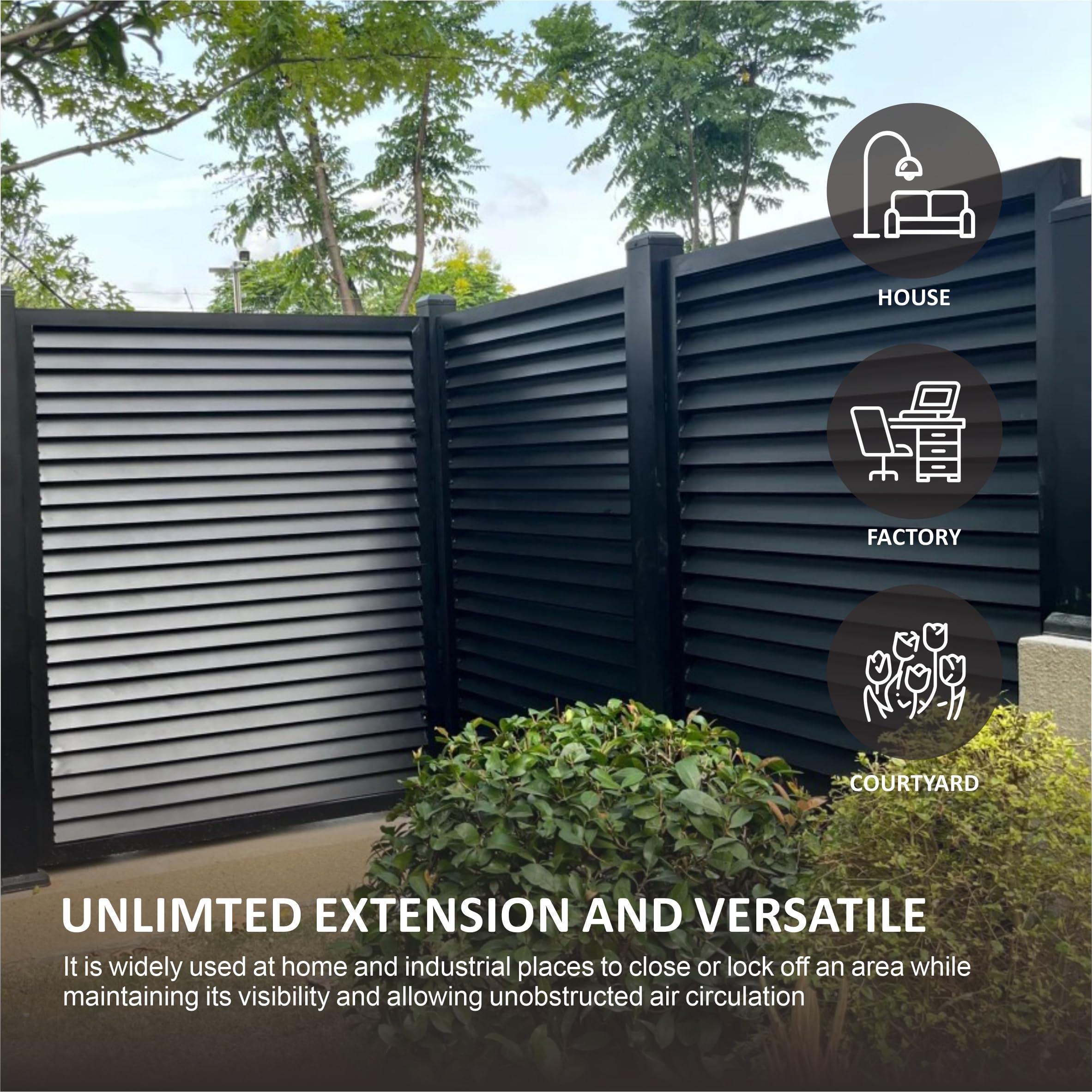 UNIKOO 1 panel de valla de privacidad de aluminio para protección contra el viento