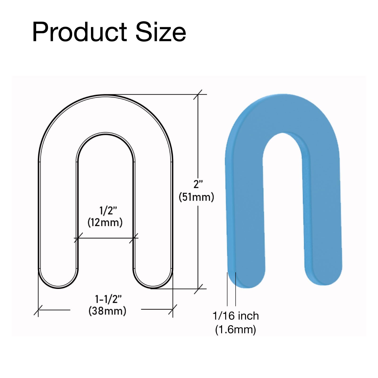 Unikoo Plastic Horseshoe Shims, High-Impact Styrene, Rust-Resistant Leveling Shims for Construction, Windows, Doors