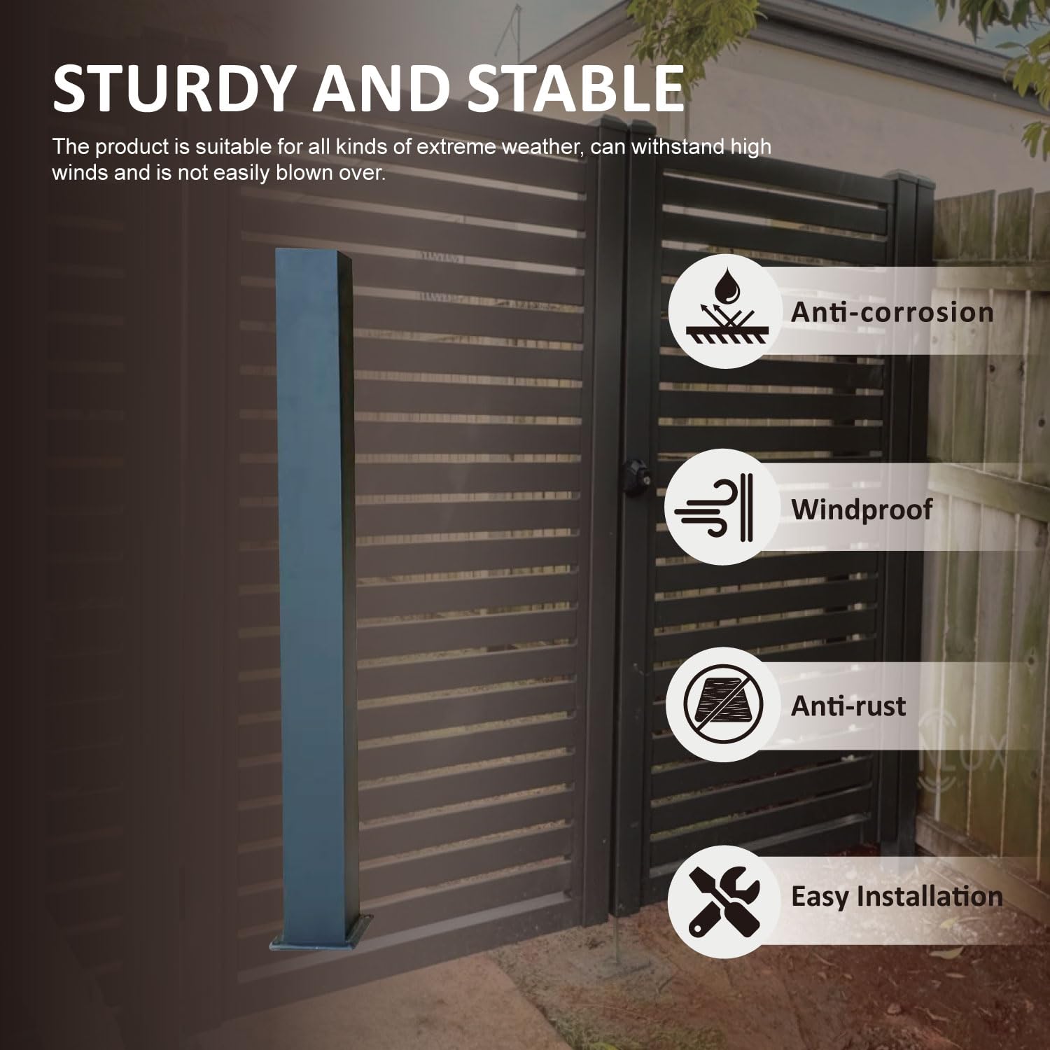 UNIKOO 1 panel de valla de privacidad de aluminio para protección contra el viento