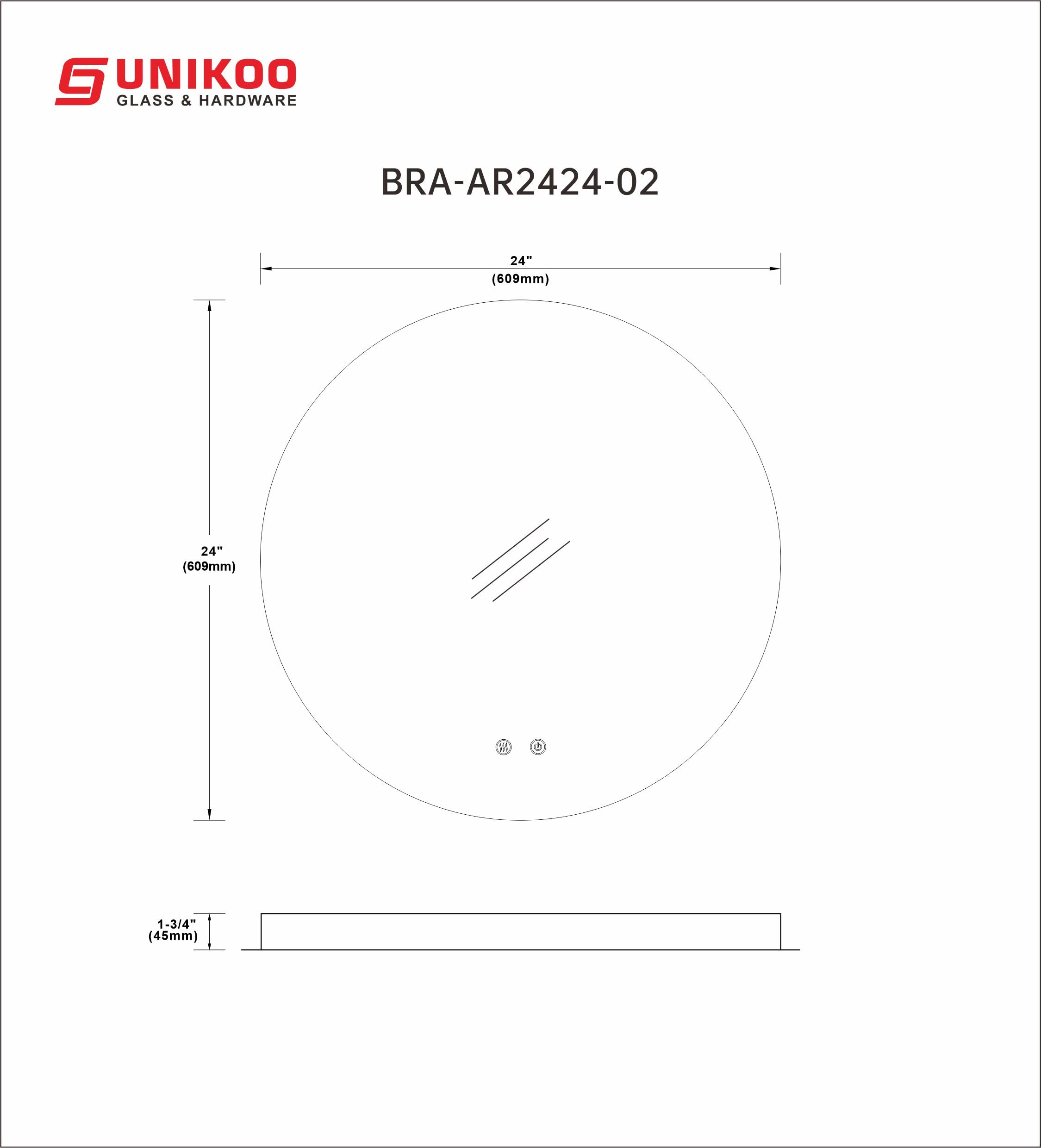 24 in. W x 24 in. H Round Frameless Backlit LED Light Anti-Fog Bathroom Vanity Mirror