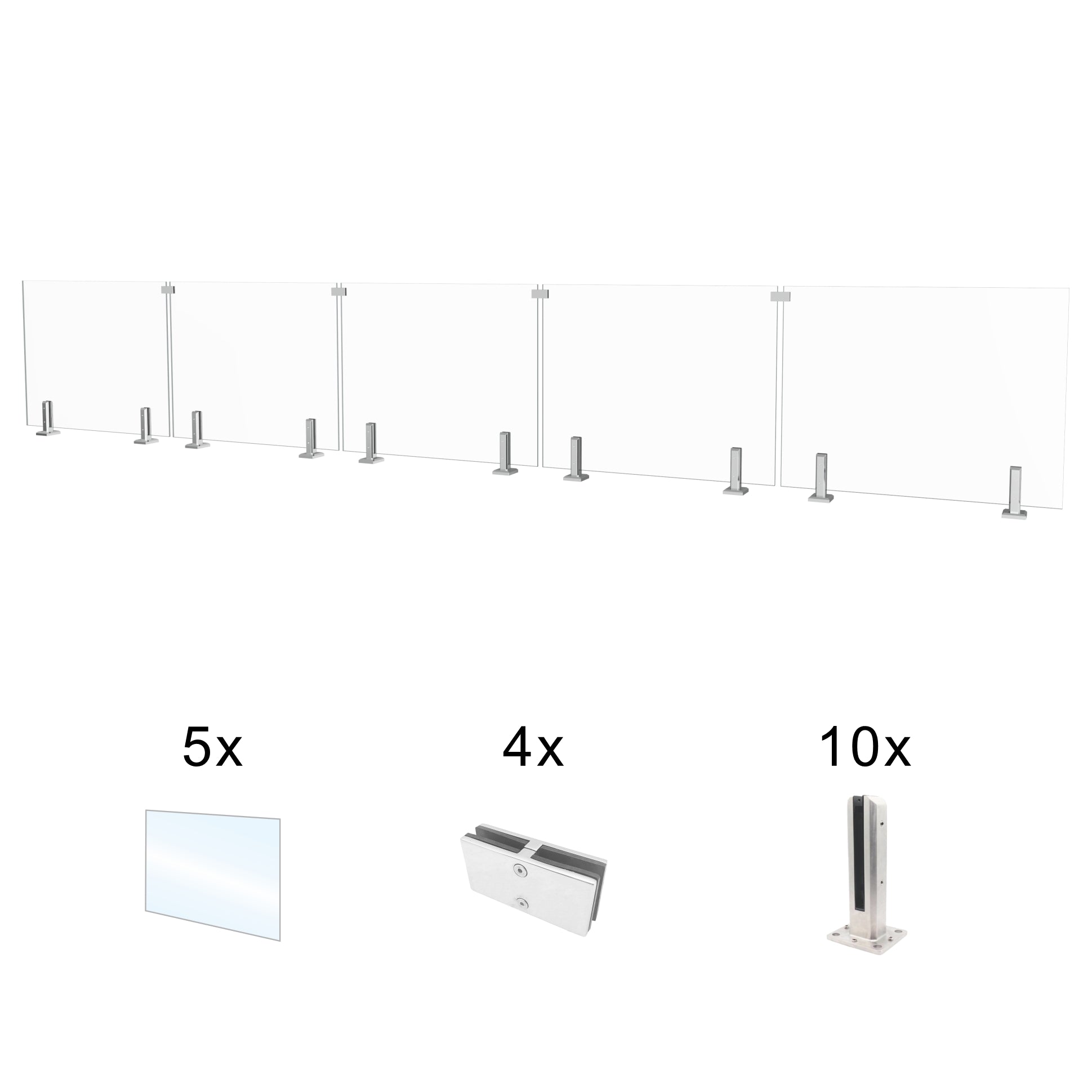 CLG-296 Glass Panel, 304x44cm, 5-Piece Set