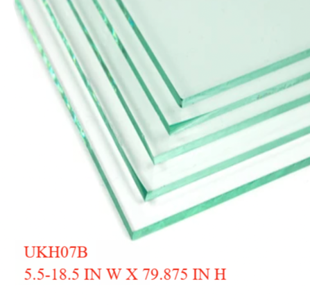 SWING DOOR GLASS - FIXED PANEL W/ 1 CLAMP CUT ON BOTTOM   (BARE GLASS) WITH ENDURO