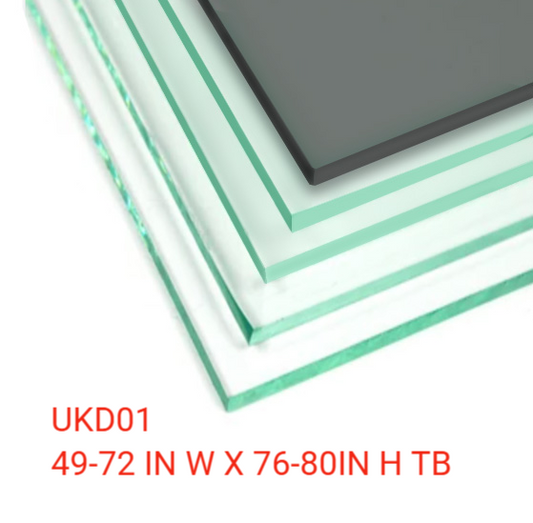 UKD01 SLIDING DOOR GLASS W/ 20' TOWEL BAR, WITH ENDURO SHIELD COATING ON BOTH SIDES